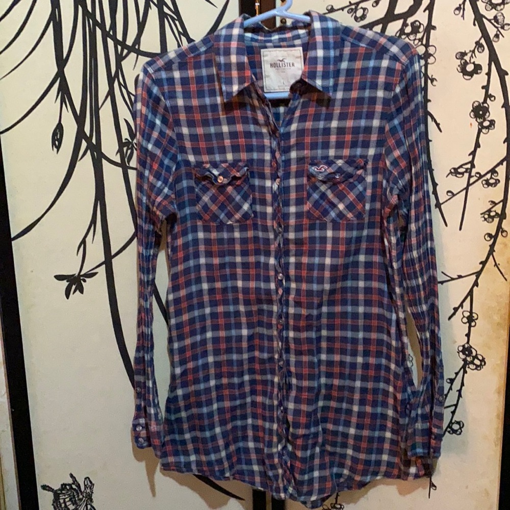 Hollister Women’s Multicolored Plaid Shirt W/Pleated Sleeves